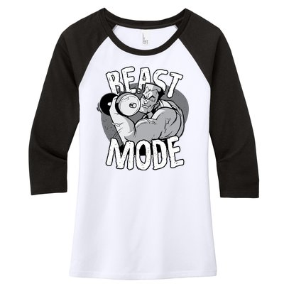 Beast Mode Bodybuilder Women's Tri-Blend 3/4-Sleeve Raglan Shirt