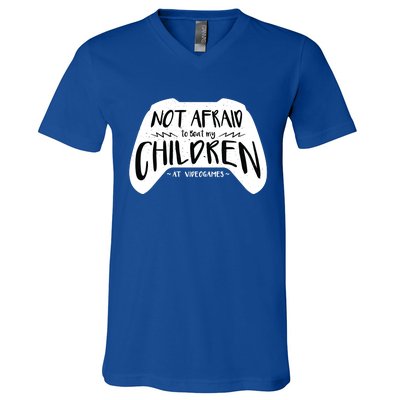 Beat My Children At Video Games Funny V-Neck T-Shirt