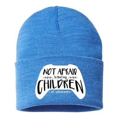 Beat My Children At Video Games Funny Sustainable Knit Beanie