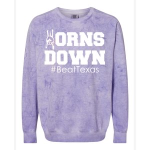 Beat Texas Horns Down Football Colorblast Crewneck Sweatshirt