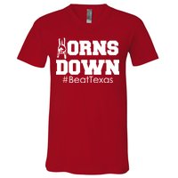 Beat Texas Horns Down Football V-Neck T-Shirt