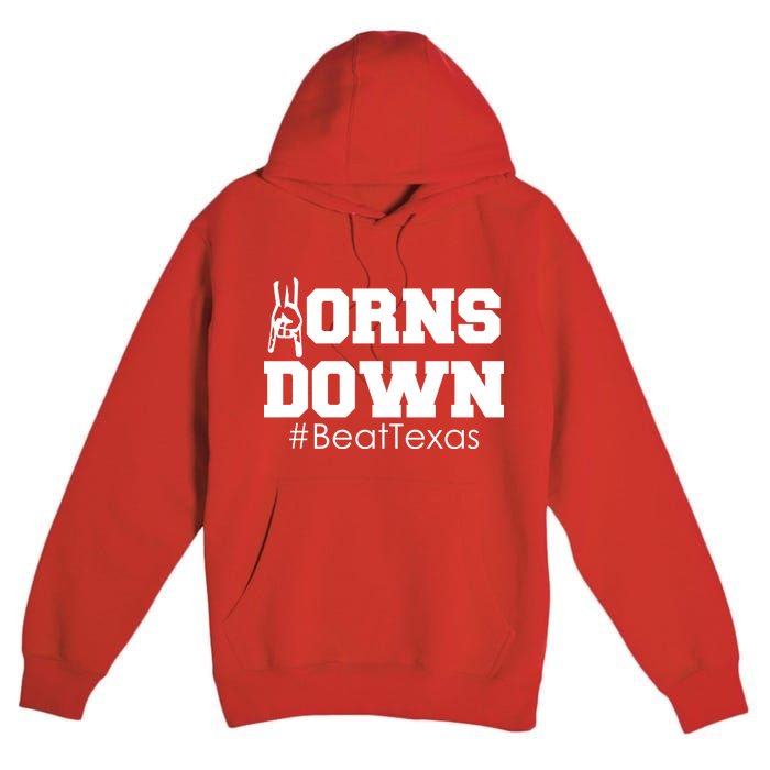 Beat Texas Horns Down Football Premium Pullover Hoodie