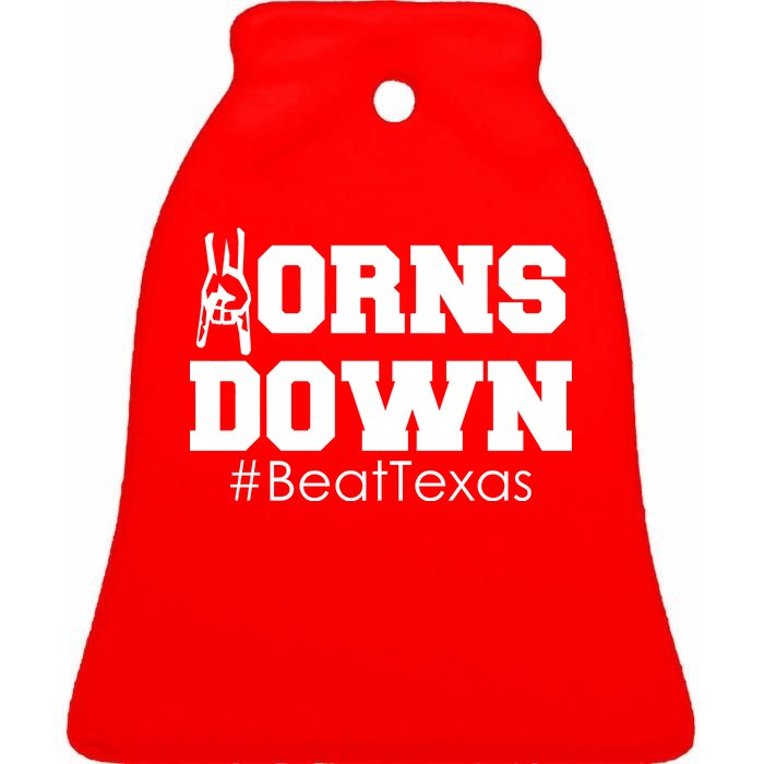 Beat Texas Horns Down Football Ceramic Bell Ornament