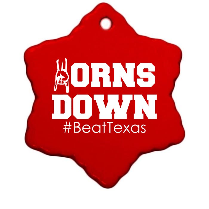 Beat Texas Horns Down Football Ceramic Star Ornament