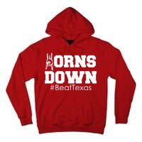 Beat Texas Horns Down Football Tall Hoodie