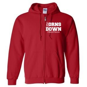 Beat Texas Horns Down Football Full Zip Hoodie