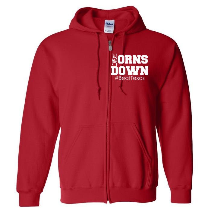 Beat Texas Horns Down Football Full Zip Hoodie