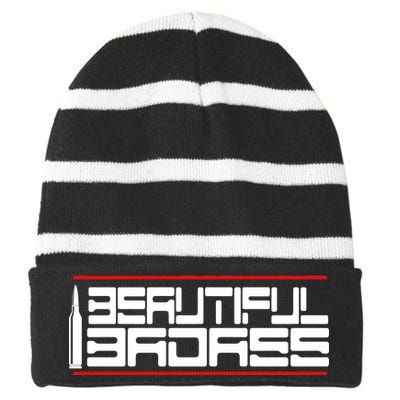 Beautiful Badass Striped Beanie with Solid Band