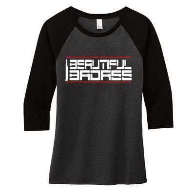 Beautiful Badass Women's Tri-Blend 3/4-Sleeve Raglan Shirt