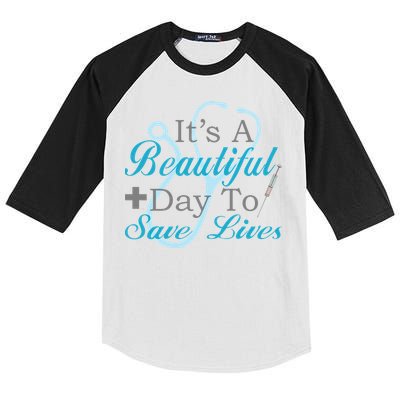 Beautiful Day To Save Lives Nurse Kids Colorblock Raglan Jersey