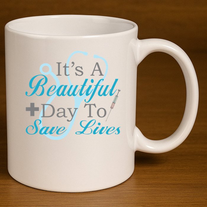Beautiful Day To Save Lives Nurse 11oz C Handle Ceramic Mug