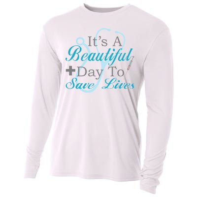 Beautiful Day To Save Lives Nurse Cooling Performance Long Sleeve Crew