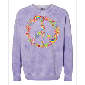 Beautiful Flower Peace Sign Colorblast Crewneck Sweatshirt