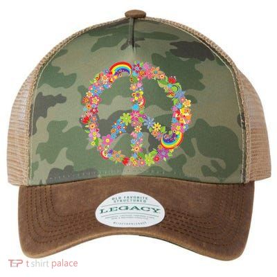 Beautiful Flower Peace Sign Legacy Tie Dye Trucker Hat