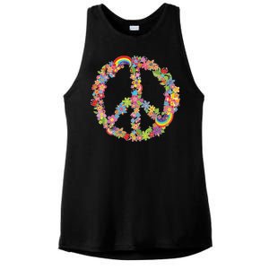 Beautiful Flower Peace Sign Ladies PosiCharge Tri-Blend Wicking Tank