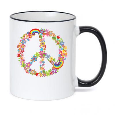 Beautiful Flower Peace Sign 11oz Black Color Changing Mug