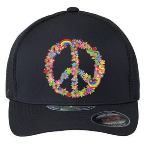 Beautiful Flower Peace Sign Flexfit Unipanel Trucker Cap