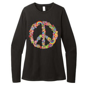 Beautiful Flower Peace Sign Womens CVC Long Sleeve Shirt