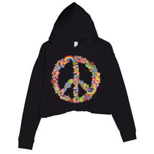 Beautiful Flower Peace Sign Crop Fleece Hoodie