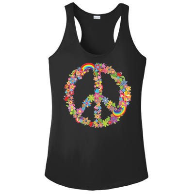 Beautiful Flower Peace Sign Ladies PosiCharge Competitor Racerback Tank