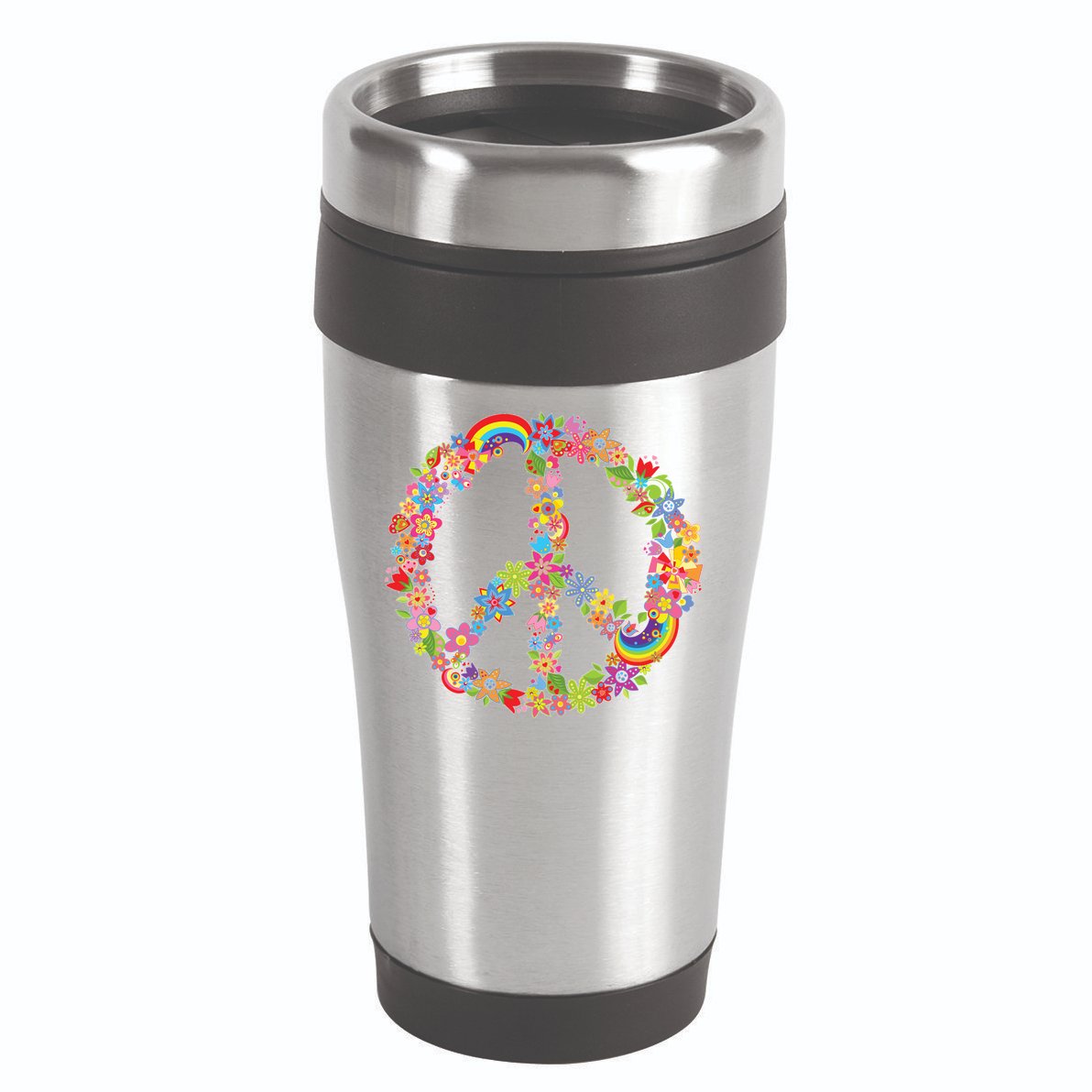 Beautiful Flower Peace Sign 16oz Travel Tumbler