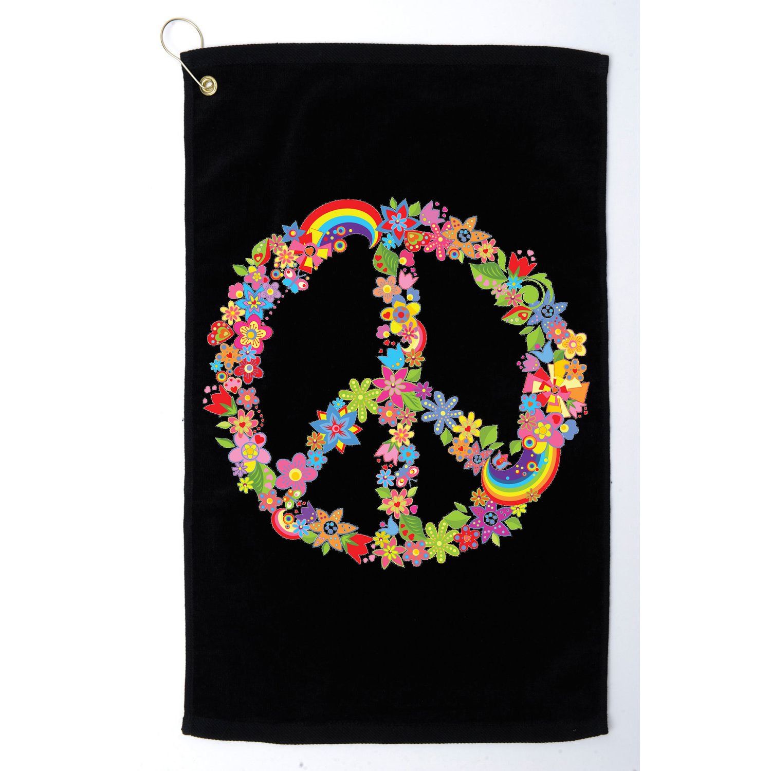 Beautiful Flower Peace Sign Golf Towel