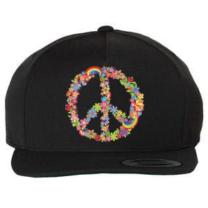 Beautiful Flower Peace Sign Wool Snapback Cap