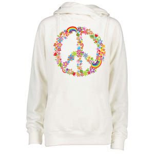 Beautiful Flower Peace Sign Womens Funnel Neck Pullover Hood