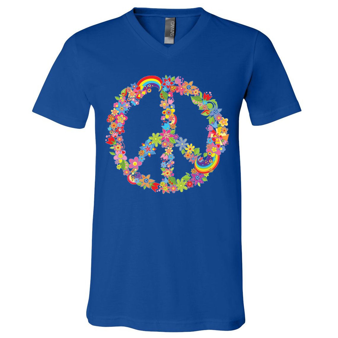 Beautiful Flower Peace Sign V-Neck T-Shirt