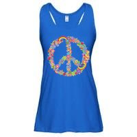 Beautiful Flower Peace Sign Ladies Essential Flowy Tank