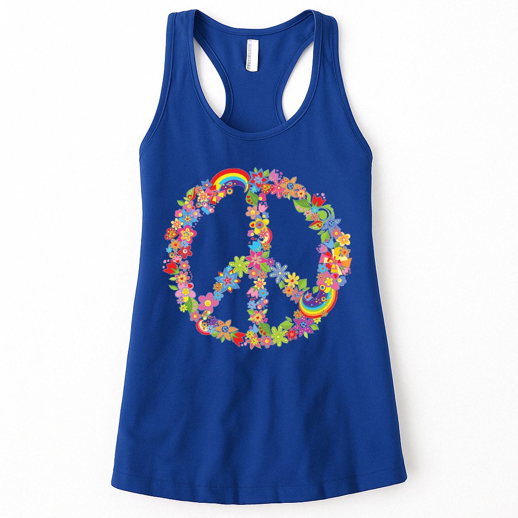Beautiful Flower Peace Sign Womens Tank Top