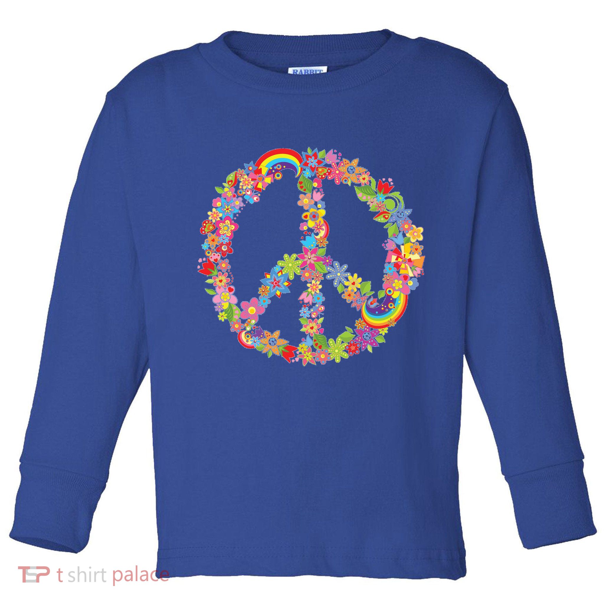 Beautiful Flower Peace Sign Toddler Long Sleeve Shirt