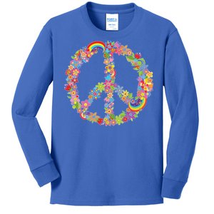 Beautiful Flower Peace Sign Kids Long Sleeve Shirt