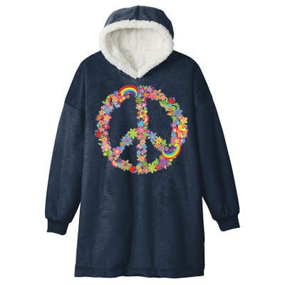 Beautiful Flower Peace Sign Hooded Wearable Blanket