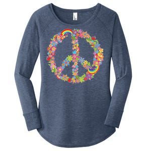 Beautiful Flower Peace Sign Women's Perfect Tri Tunic Long Sleeve Shirt