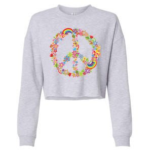 Beautiful Flower Peace Sign Cropped Pullover Crew