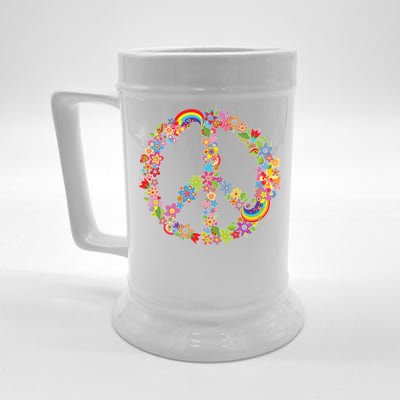 Beautiful Flower Peace Sign Beer Stein