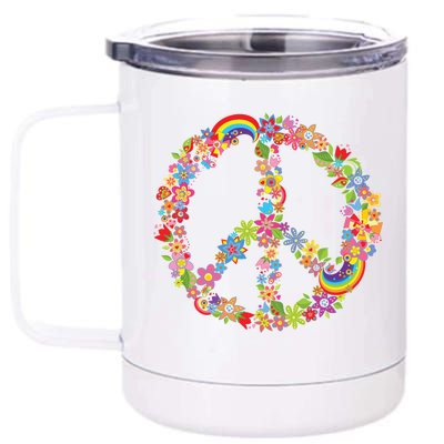 Beautiful Flower Peace Sign 12 oz Stainless Steel Tumbler Cup