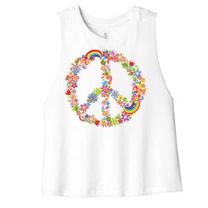 Beautiful Flower Peace Sign Women's Racerback Cropped Tank