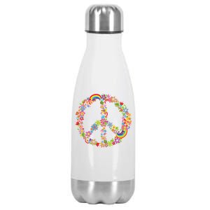 Beautiful Flower Peace Sign Stainless Steel Insulated Water Bottle