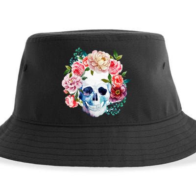 Beautiful Flower Skull Sustainable Bucket Hat