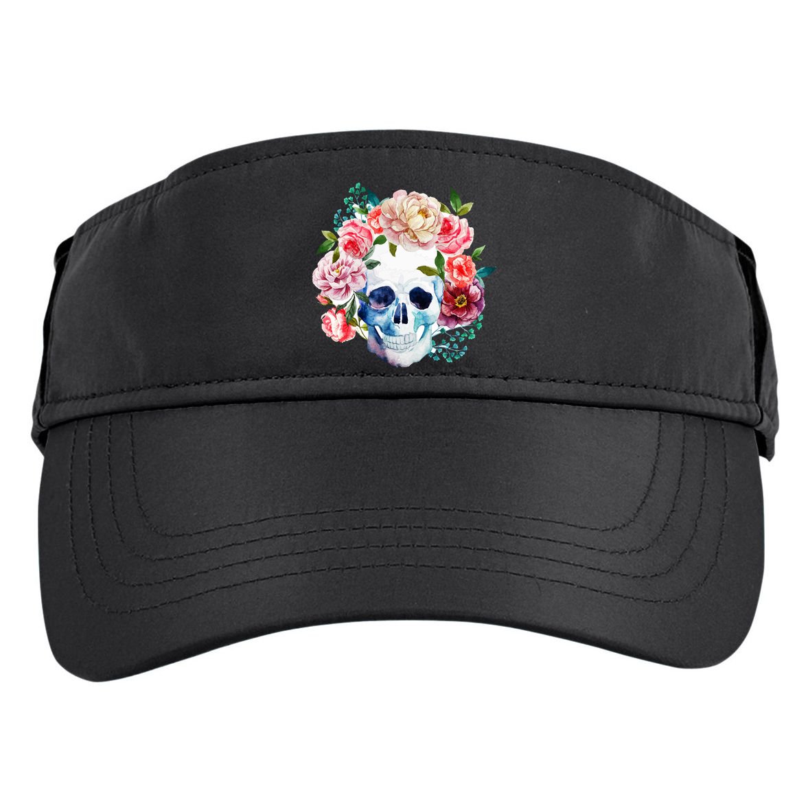 Beautiful Flower Skull Adult Drive Performance Visor
