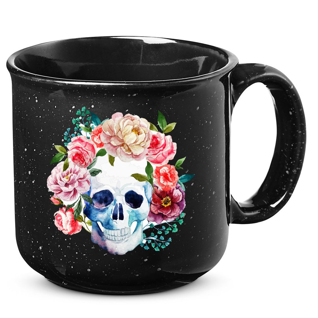 Beautiful Flower Skull 15oz Campfire Ceramic Mug
