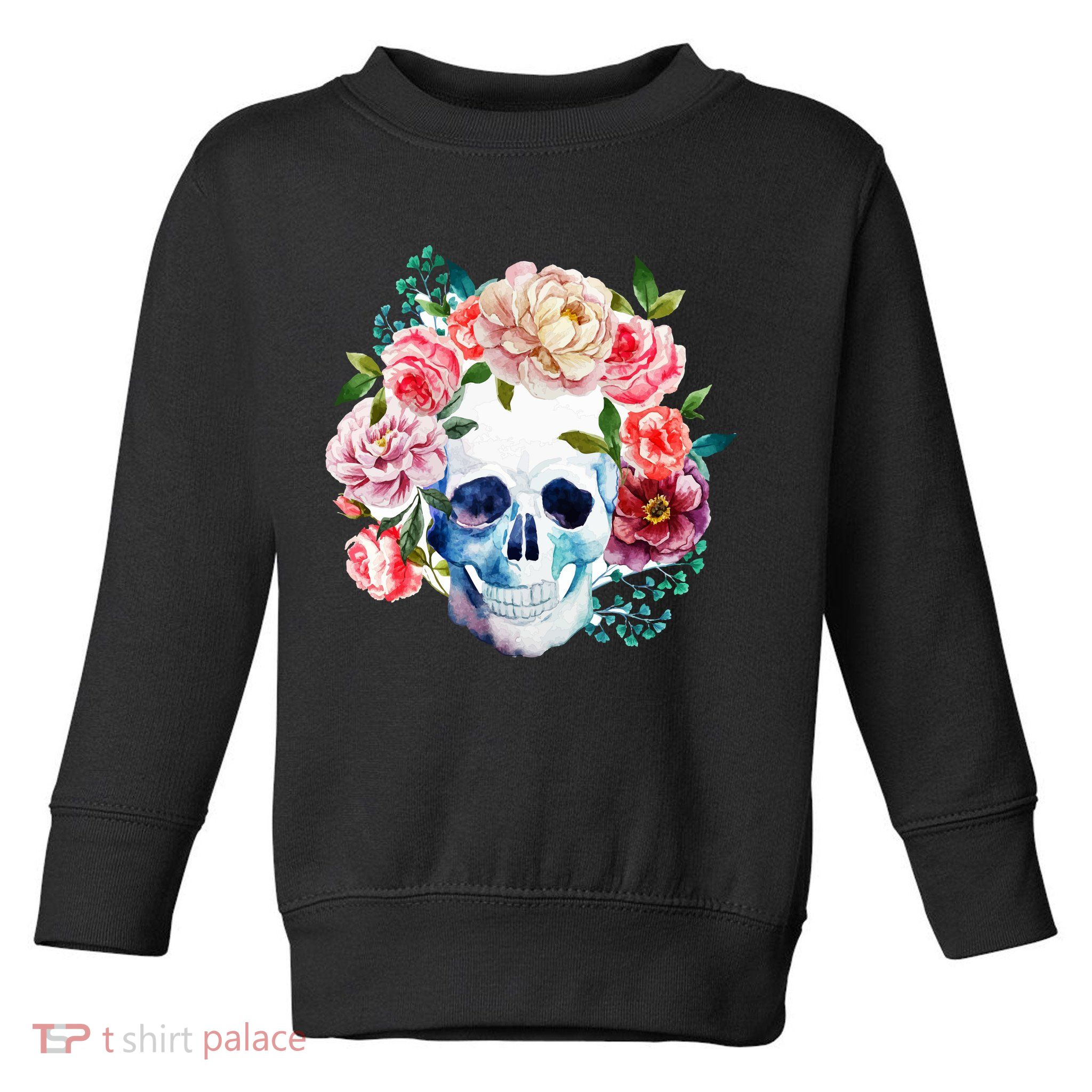 Beautiful Flower Skull Toddler Sweatshirt