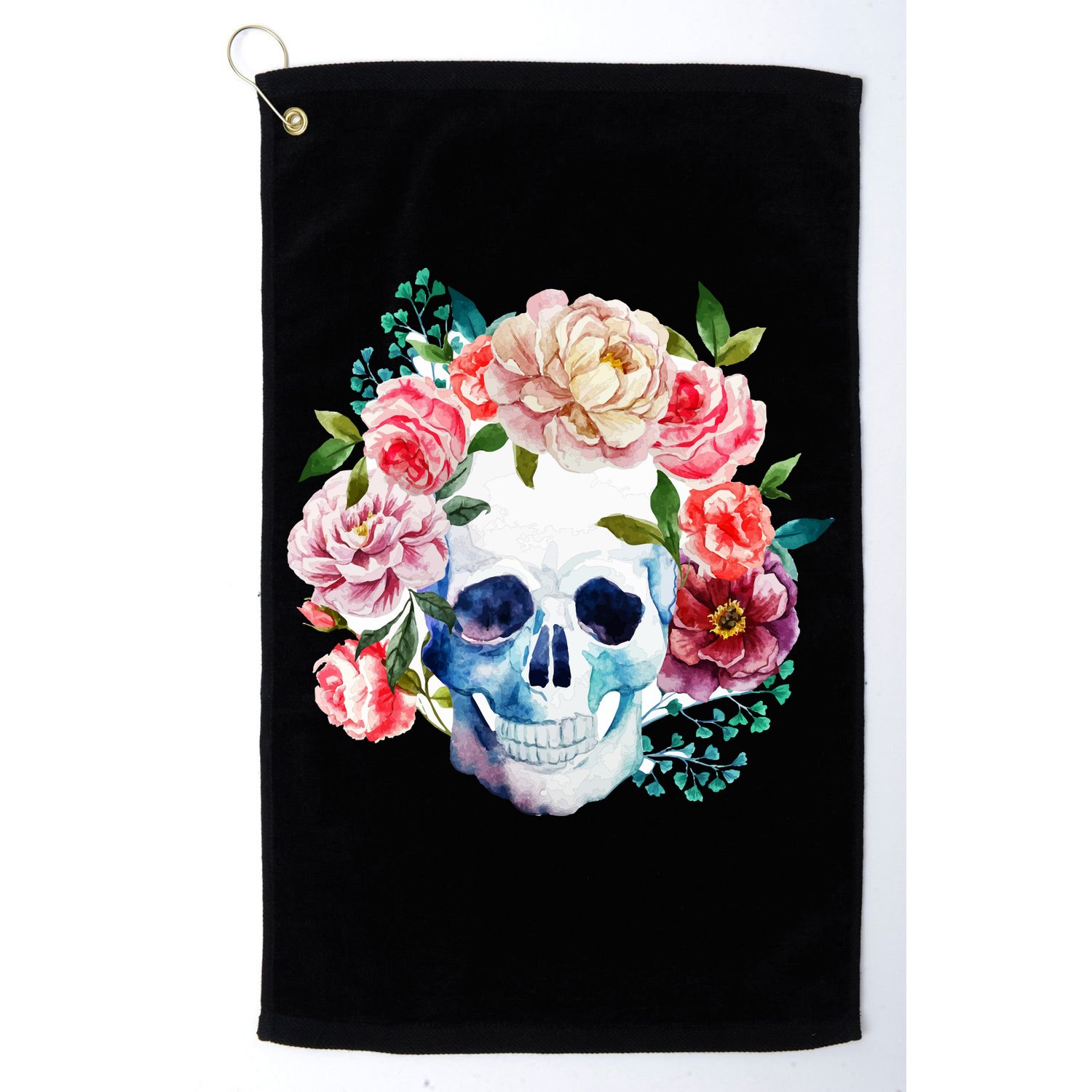 Beautiful Flower Skull Golf Towel