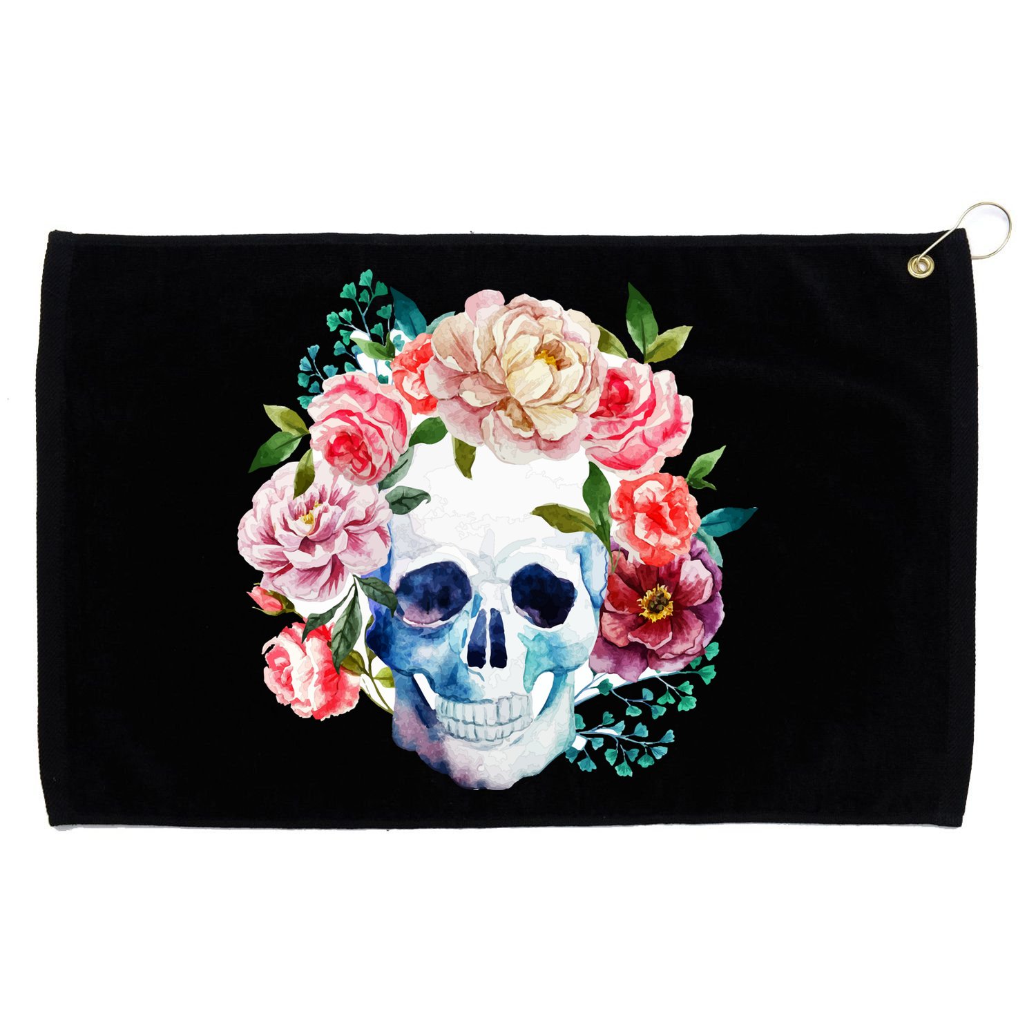 Beautiful Flower Skull Grommeted Golf Towel