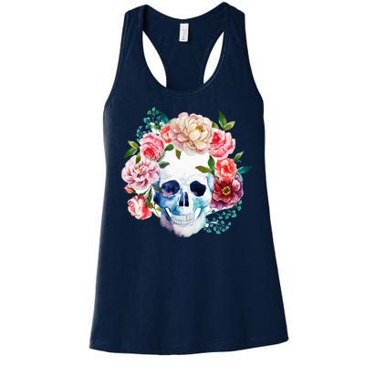 Beautiful Flower Skull Women's Racerback Tank