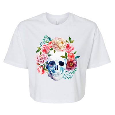 Beautiful Flower Skull Bella+Canvas Jersey Crop Tee