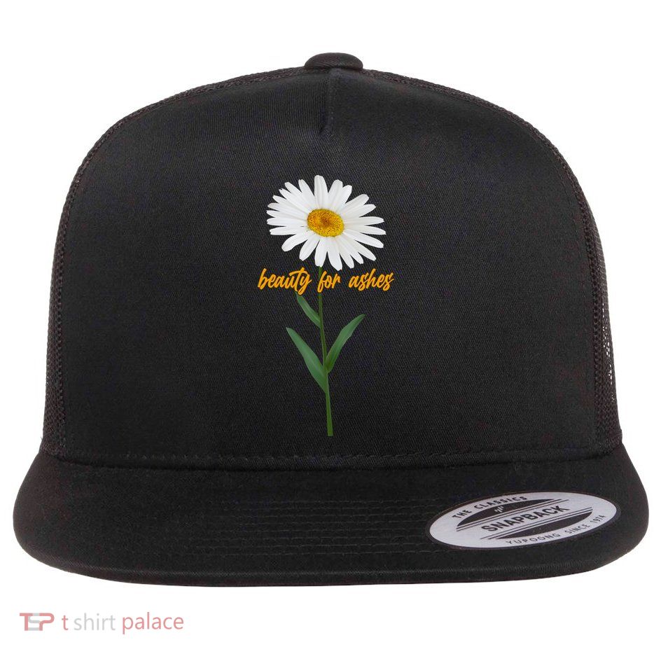 Beauty To Ashes Daisy Flower Flat Bill Trucker Hat
