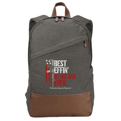 Best Effin’ Bonus Dad Ever Daddy Gun Rights American Flag Cotton Canvas Backpack